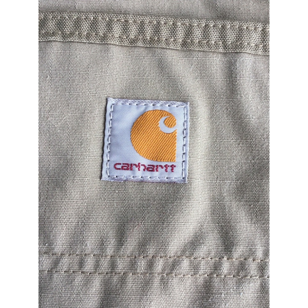 Carhartt Khaki Double Knee Relaxed Fit Canvas Pants 42 x 32 Mens Workwear